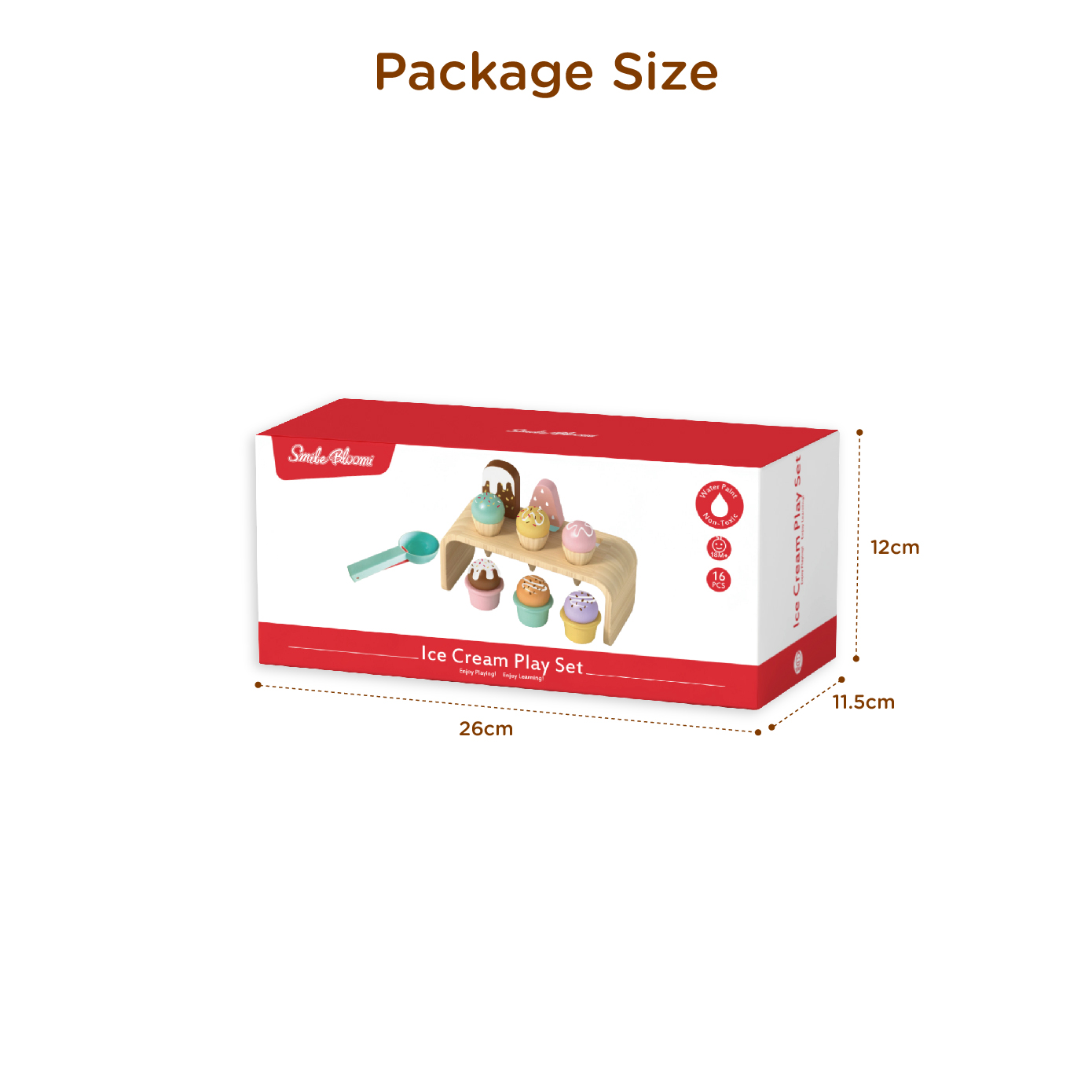 Wooden Ice Cream Set (with Wooden Stand), Cones and Popsicles Kids Educational Role Play Toy, Kids Gift - Image 4