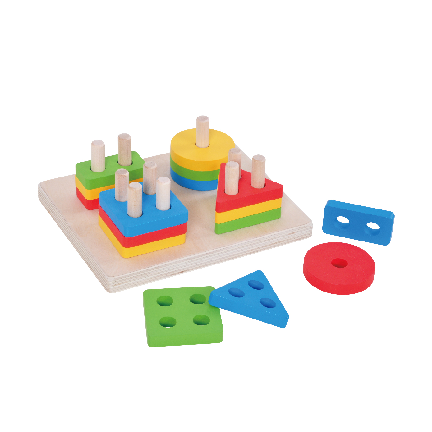 Wooden early childhood Montessori building blocks geometric shape set column matching intelligence development toys - Image 2