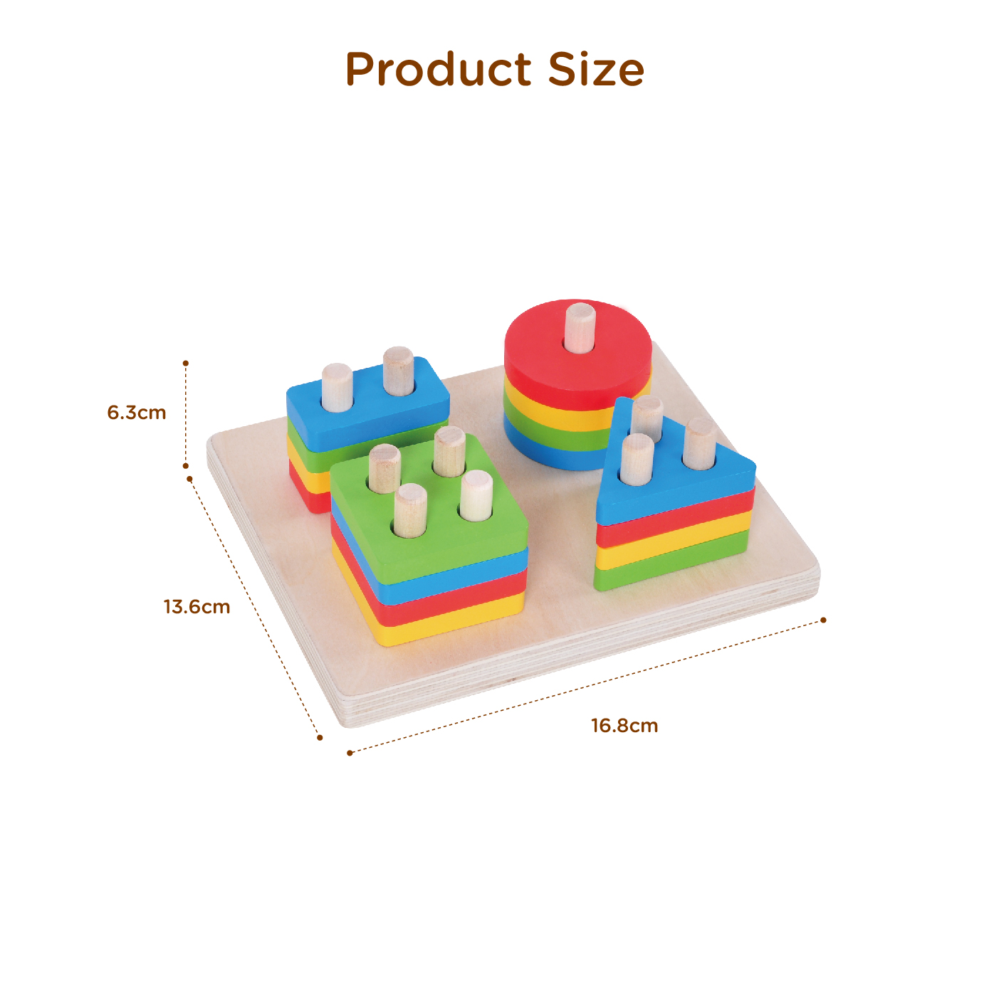 Wooden early childhood Montessori building blocks geometric shape set column matching intelligence development toys - Image 3