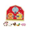 Farm Padlock Activity Board with 3 Opening Types of Wooden Toys
