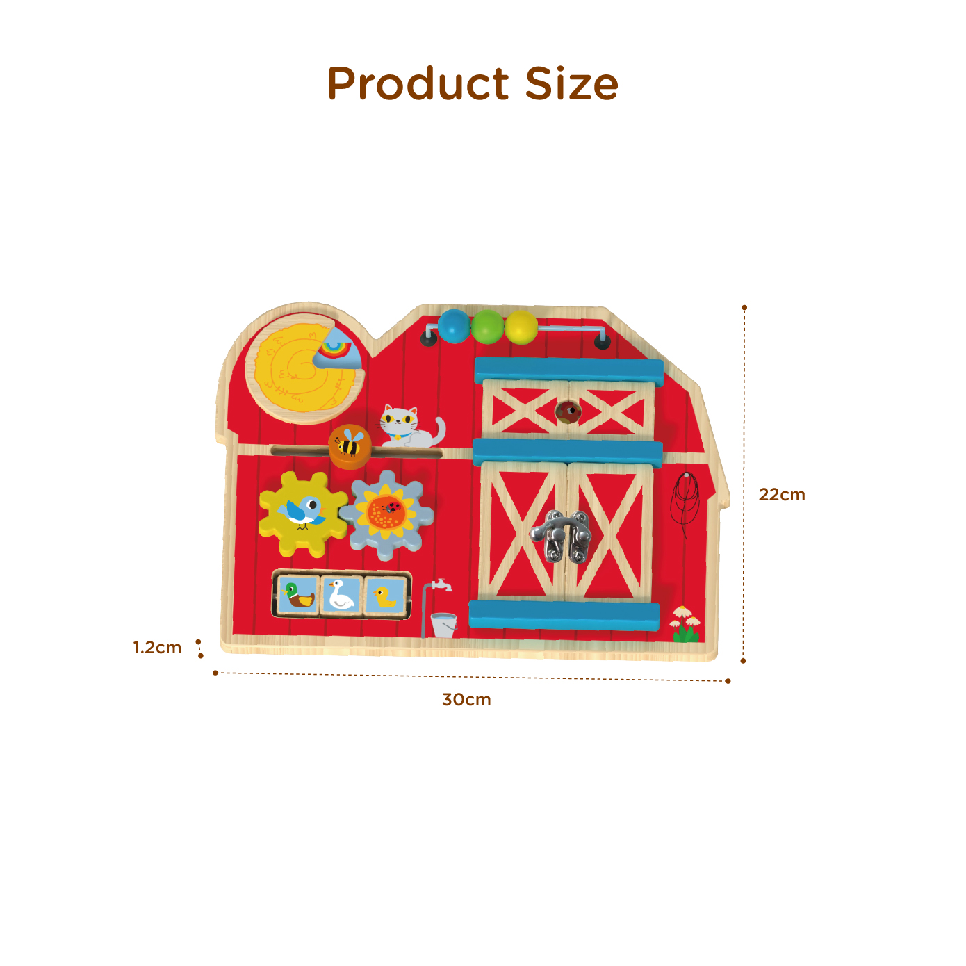 Wooden Farm Busy Board Sensory Toy for Kids, Educational Toy for Preschool - Image 3