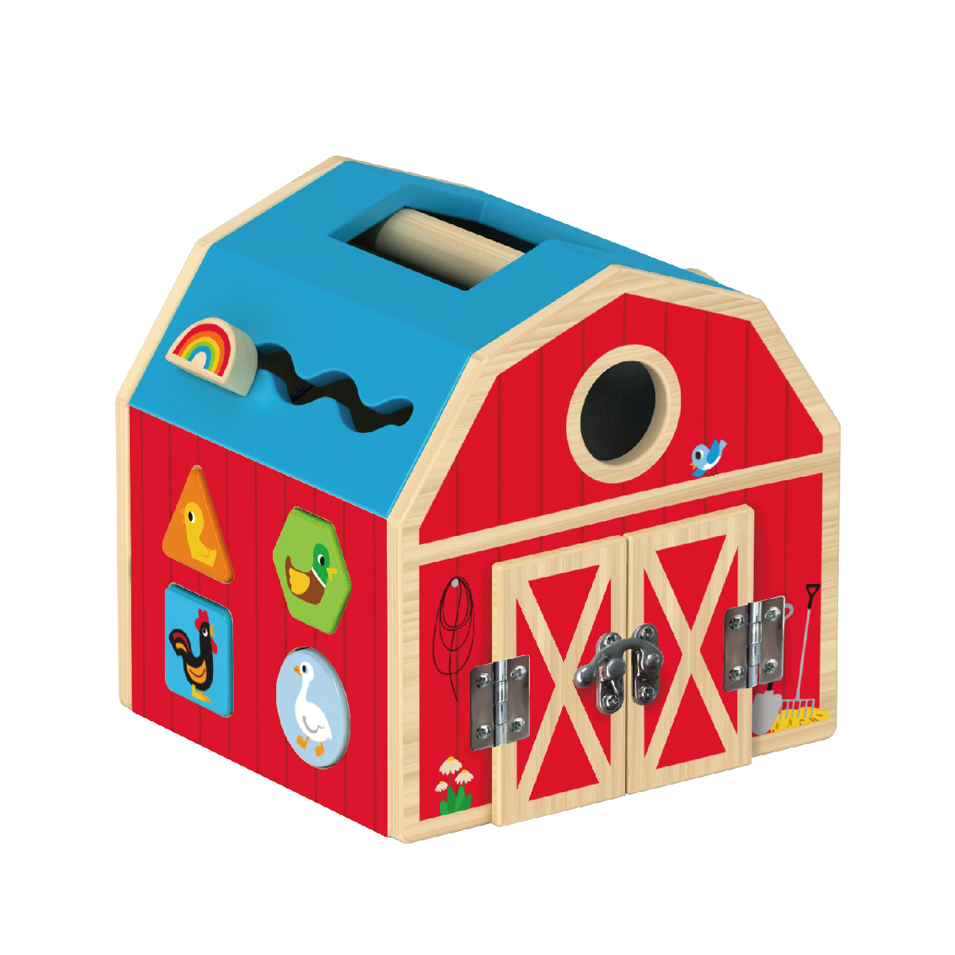 Wooden farm house children's Montessori farm house building block puzzle toys suitable for preschoolers