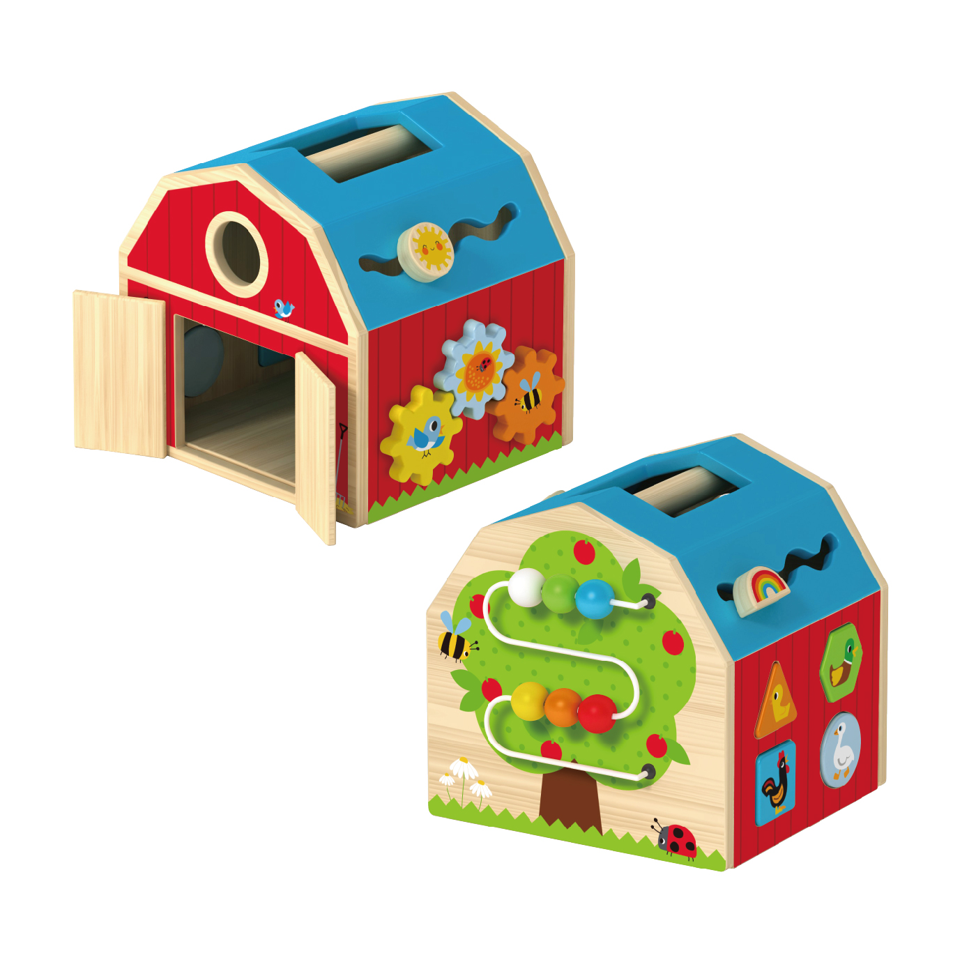 Wooden farm house children's Montessori farm house building block puzzle toys suitable for preschoolers - Image 2