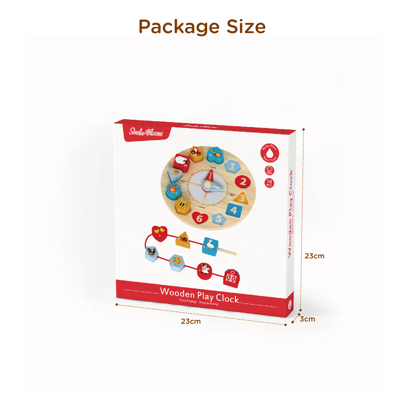 Wooden Clock Educational Toy With String - Image 4