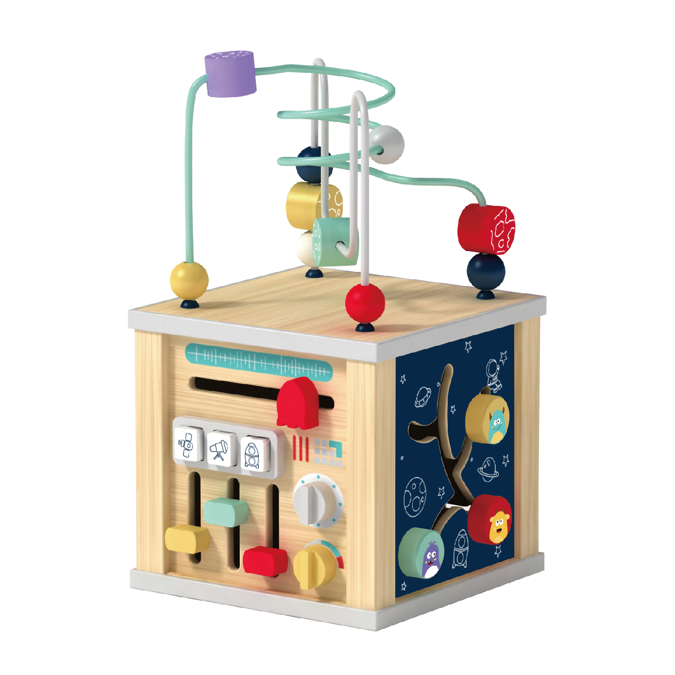 Wooden Montessori educational toy wooden space series bead line maze early childhood education - Image 2