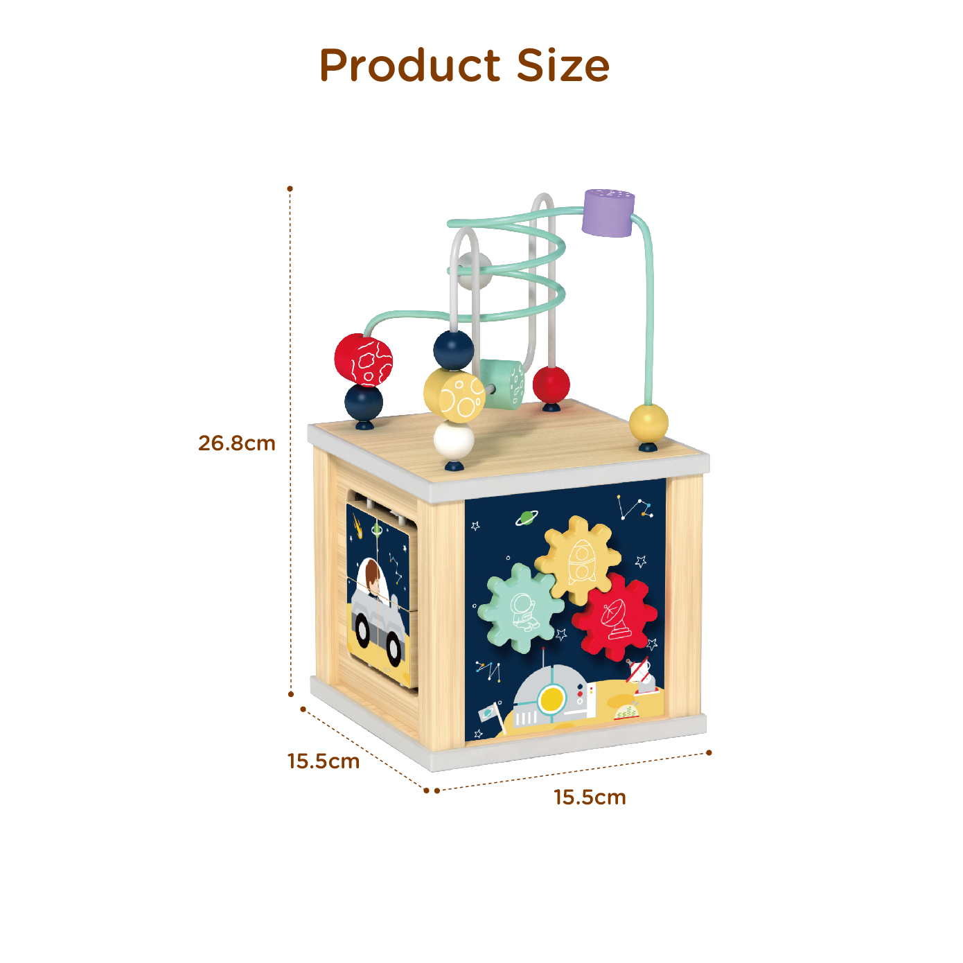 Wooden Montessori educational toy wooden space series bead line maze early childhood education - Image 3