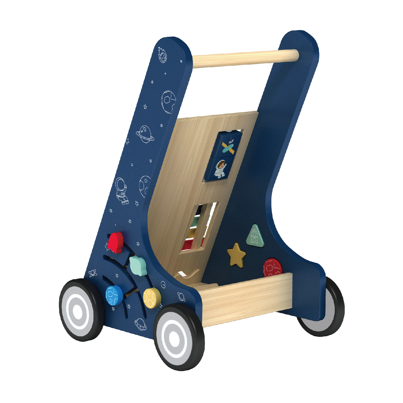 Educational toys baby walker educational cart space station toys wooden children educational toys - Image 2