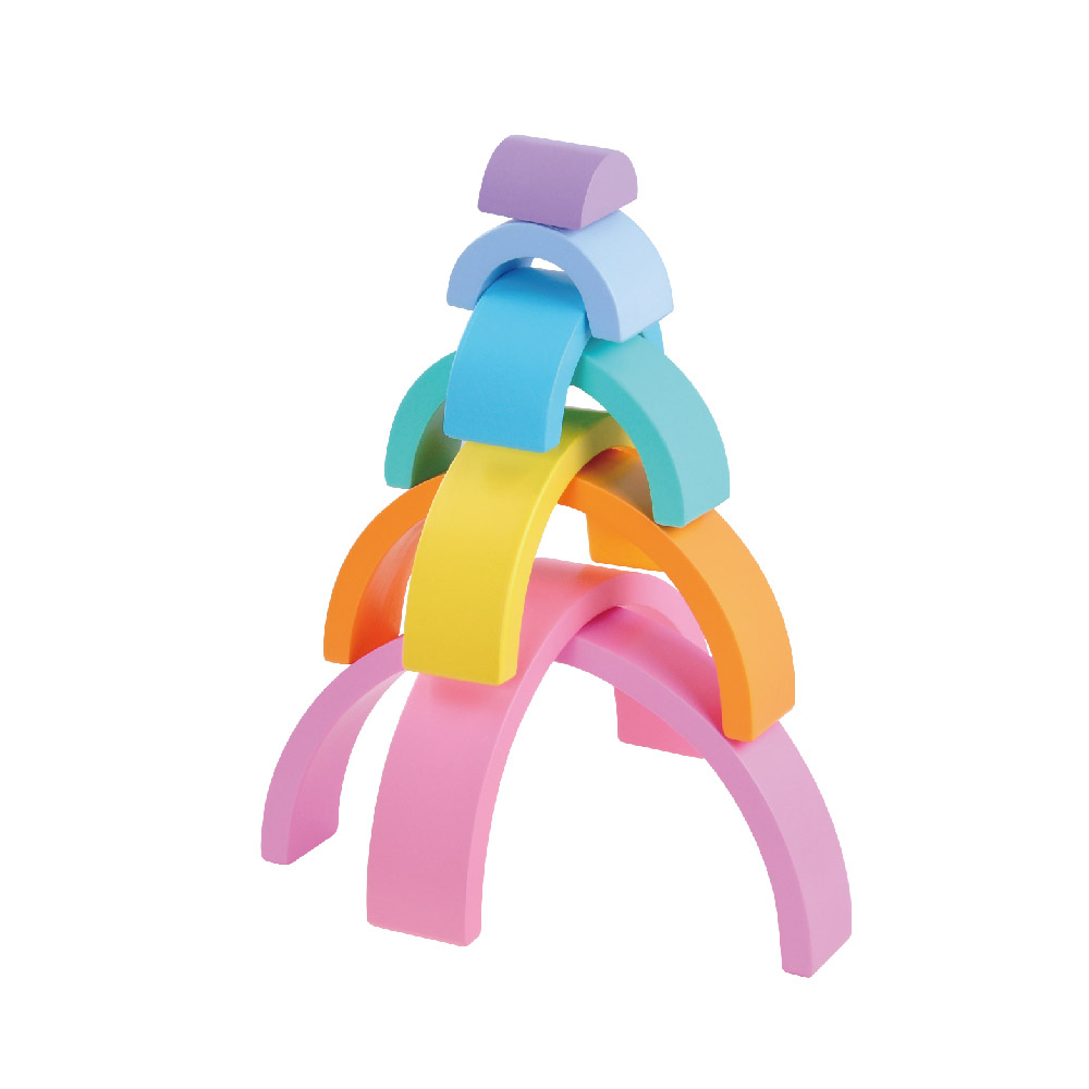 Wooden rainbow stacking blocks 8-piece stacking toy for children to develop creativity, color recognition, educational toys, fine motor skills - Image 2