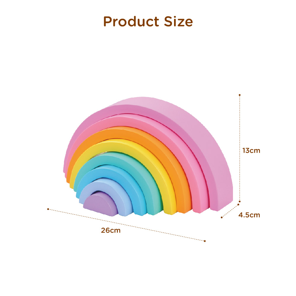 Wooden rainbow stacking blocks 8-piece stacking toy for children to develop creativity, color recognition, educational toys, fine motor skills - Image 5