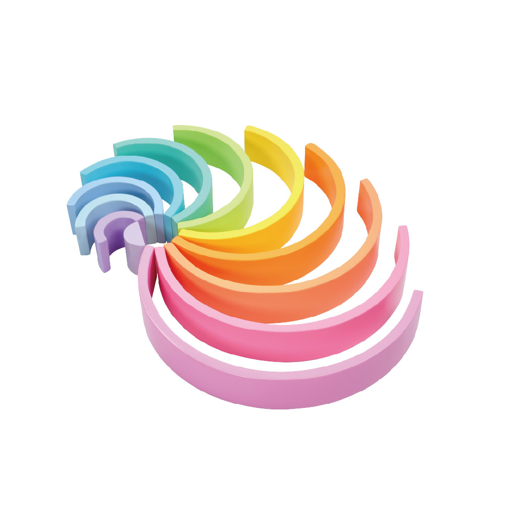 12-piece wooden rainbow stacking blocks for kids to develop creativity, cognition, colors, educational toys, fine motor skills - Image 2
