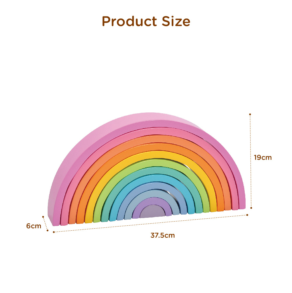 12-piece wooden rainbow stacking blocks for kids to develop creativity, cognition, colors, educational toys, fine motor skills - Image 4