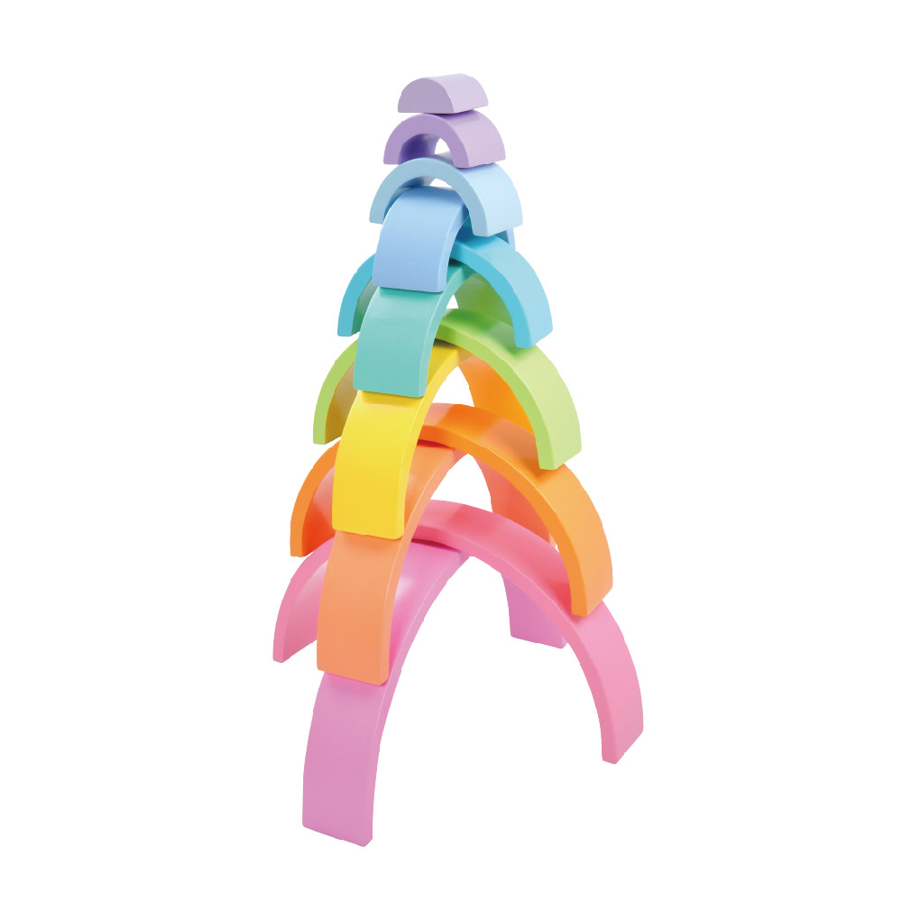 12-piece wooden rainbow stacking blocks for kids to develop creativity, cognition, colors, educational toys, fine motor skills - Image 3