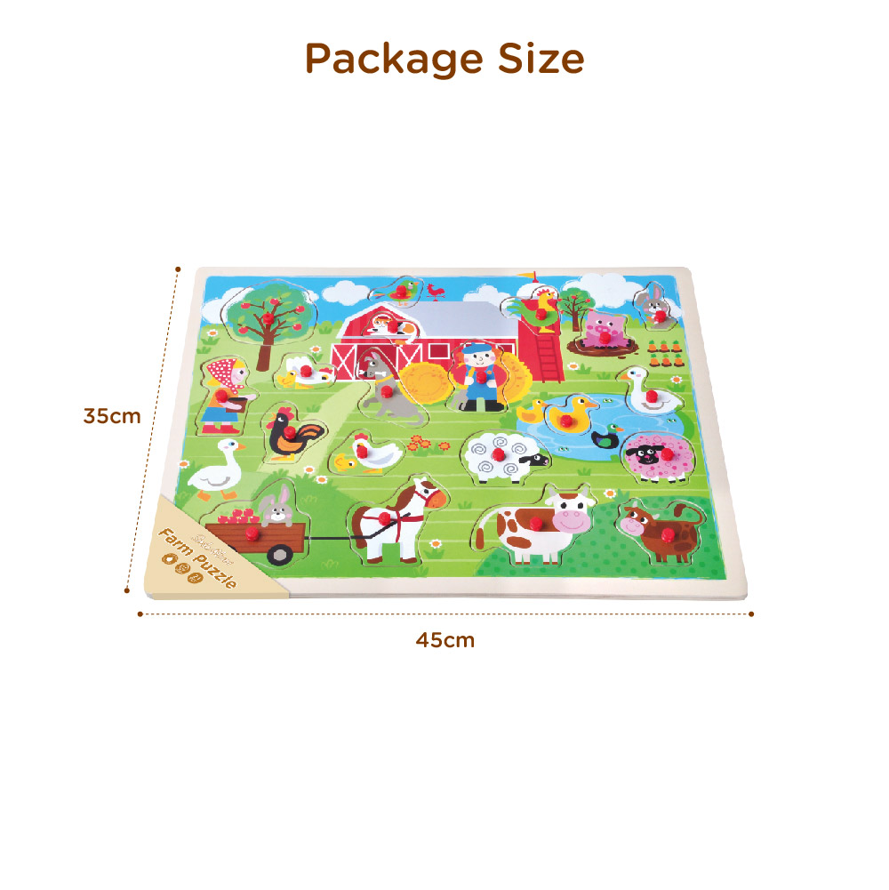 Wooden farm hand grip board puzzle Wooden puzzle peg puzzle Montessori game toys - Image 6
