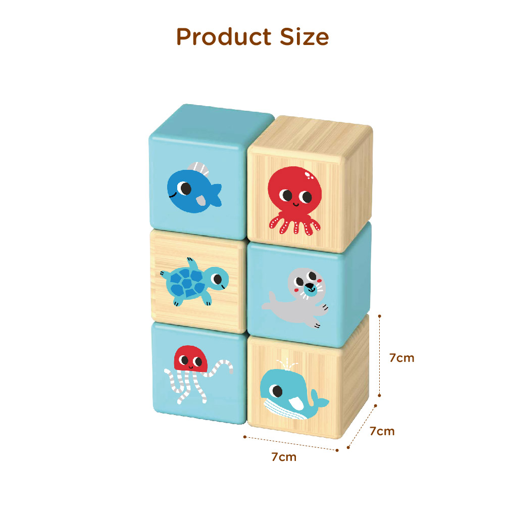 Wooden stacking blocks, marine animal square building blocks stacking, educational toys - Image 3