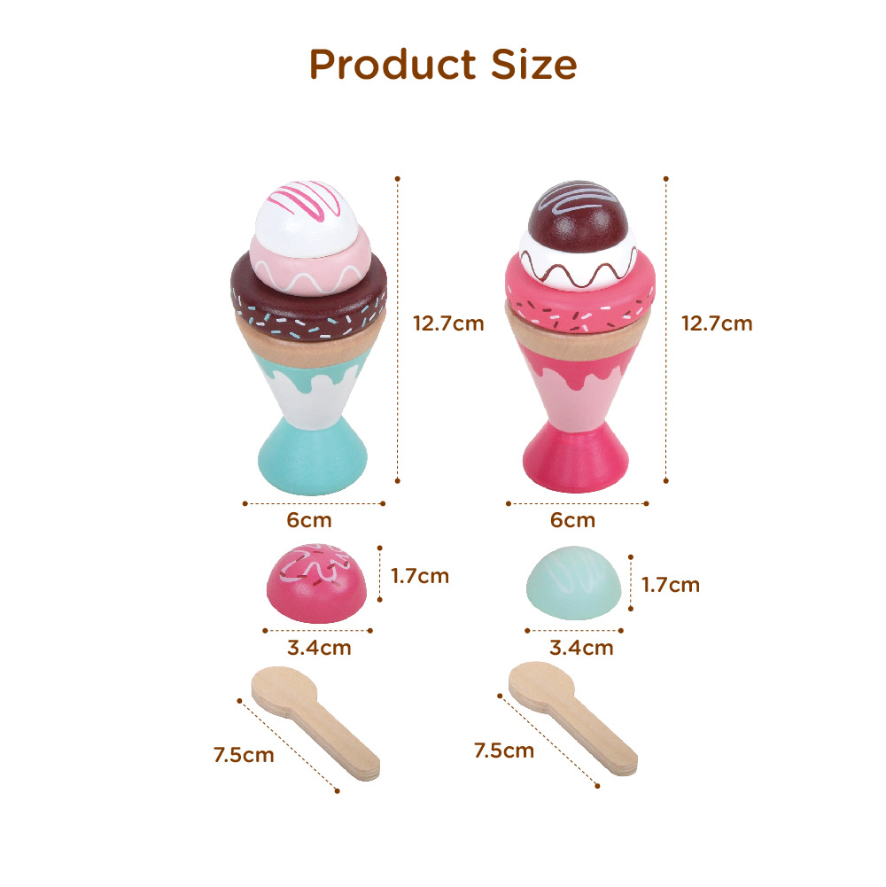 Wooden Ice Cream Play Set Role Play Toys - Image 2