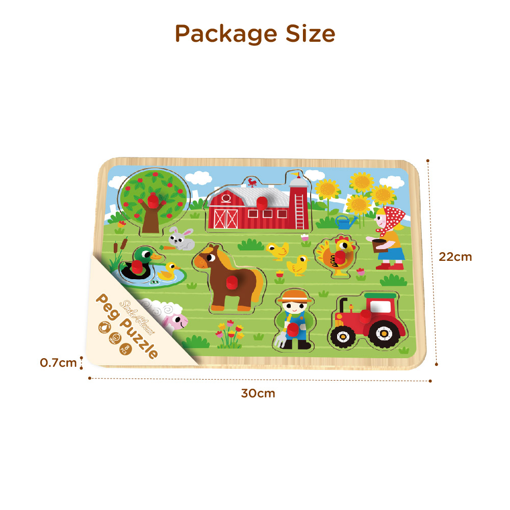 Wooden farm hand grip board puzzle Wooden puzzle peg puzzle Preschool educational game toys - Image 5