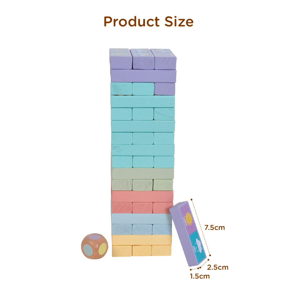 Wooden 4-in-1 stacking music, color stacking blocks, animal matching, math games, domino toys, educational stacking toys with dice - Image 6