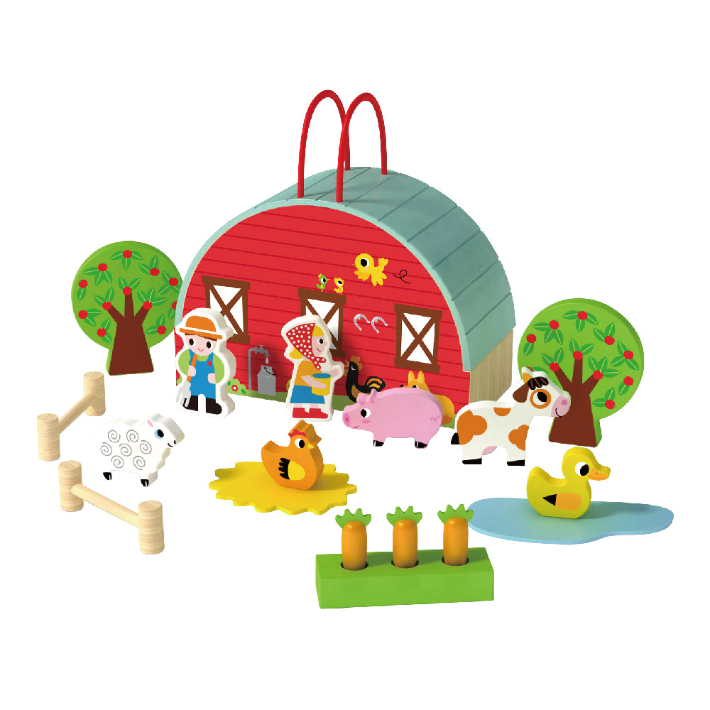 Wooden farm toy house children's pretend play scene game house early education educational toys - Image 2