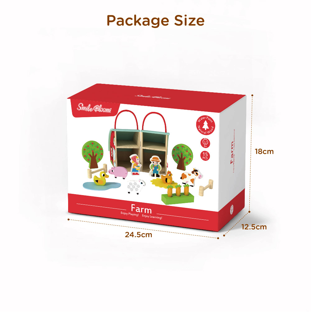 Wooden farm toy house children's pretend play scene game house early education educational toys - Image 5