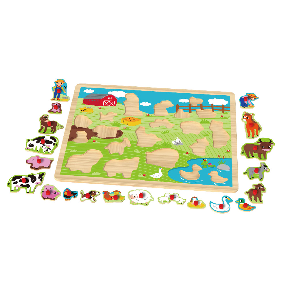 Wooden farm hand grip board puzzle Wooden 3D puzzle peg puzzle Montessori game toys - Image 3