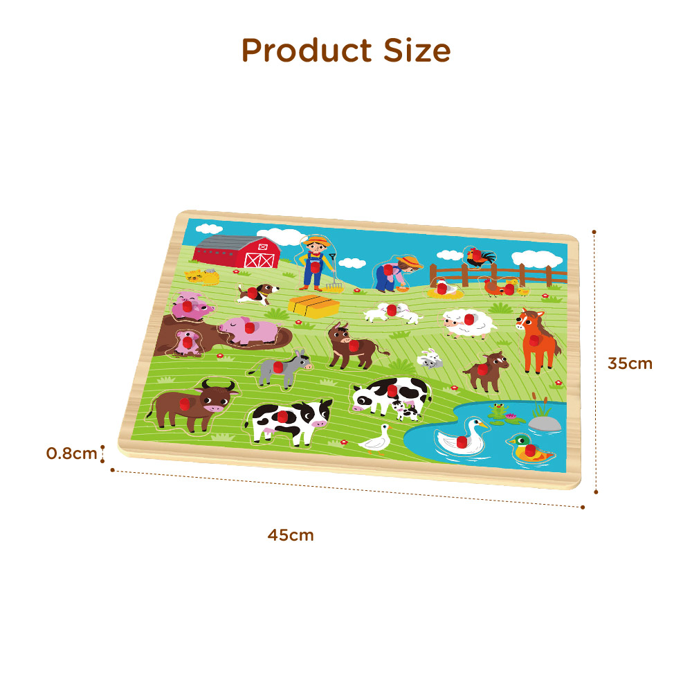 Wooden farm hand grip board puzzle Wooden 3D puzzle peg puzzle Montessori game toys - Image 4