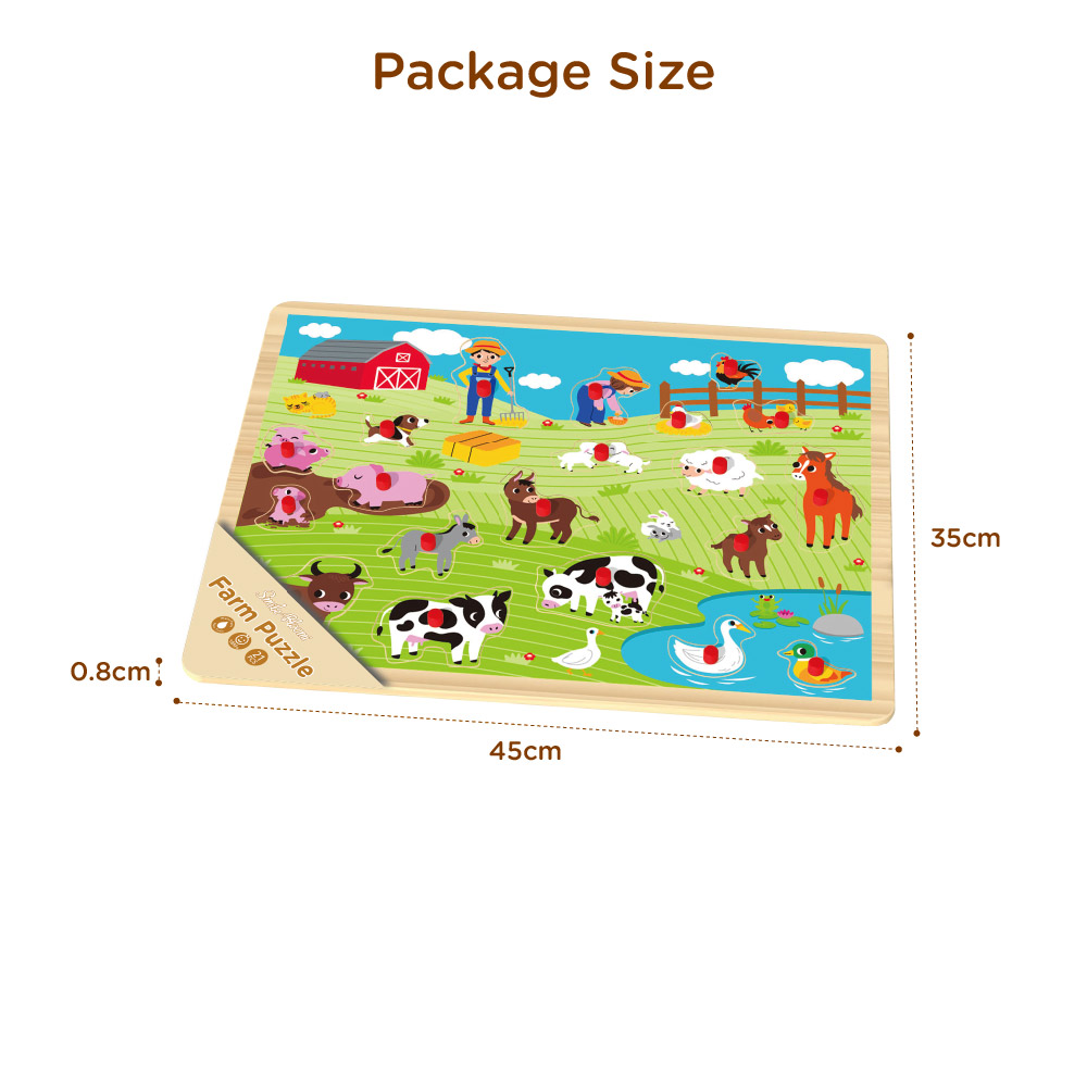 Wooden farm hand grip board puzzle Wooden 3D puzzle peg puzzle Montessori game toys - Image 5