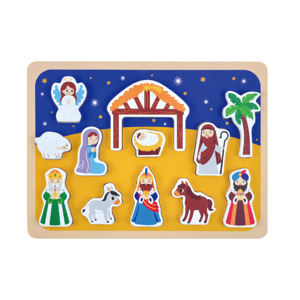 Wooden nativity puzzle Montessori multi-shape puzzle Children's matching game toys