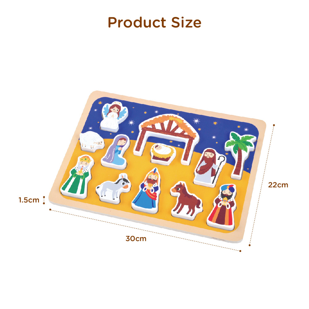 Wooden nativity puzzle Montessori multi-shape puzzle Children's matching game toys - Image 4