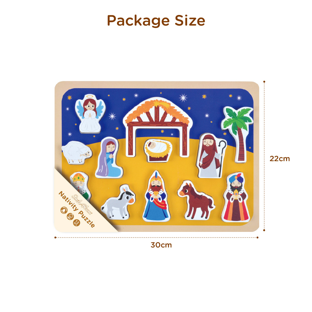 Wooden nativity puzzle Montessori multi-shape puzzle Children's matching game toys - Image 5