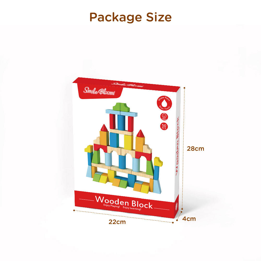 50PCS Wooden Block children's building block toy set stacking game educational toys - Image 4