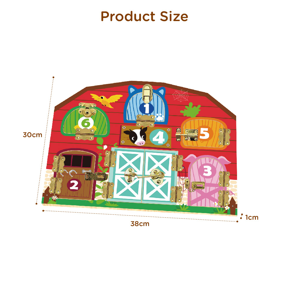 Wooden farm door lock toys, early childhood farm door lock Montessori unlocking toys to promote early childhood development - Image 5