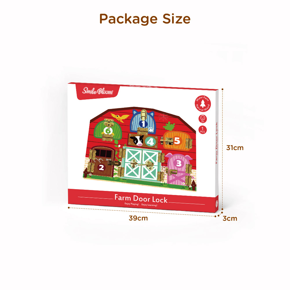 Wooden farm door lock toys, early childhood farm door lock Montessori unlocking toys to promote early childhood development - Image 6