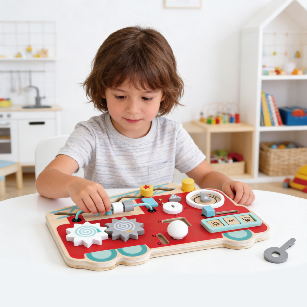 Busy Board Montessori Toys Simulated Driving Experience Car Steering Wheel Wooden Educational Toys for Children