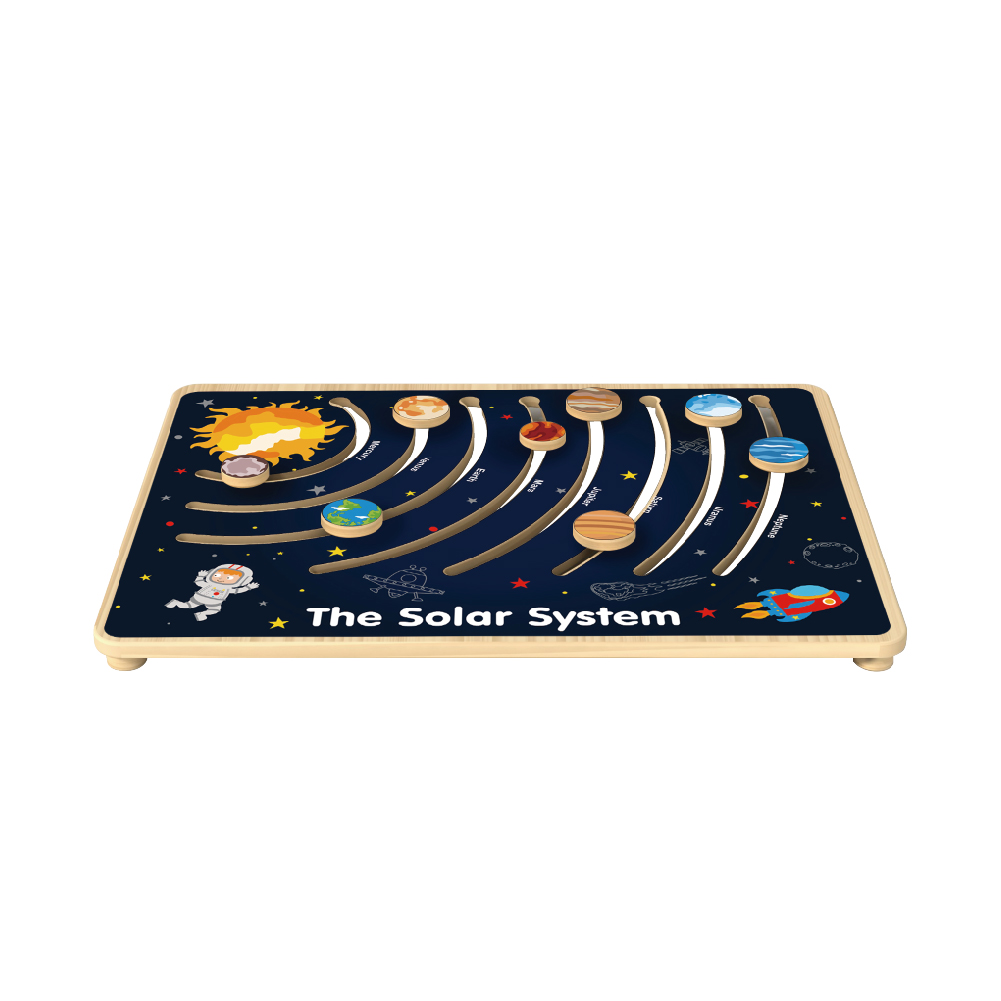 Montessori Wooden Solar System Nine Planets Cognitive Walking Puzzle Toy Scientific Exploration Toy - Image 3