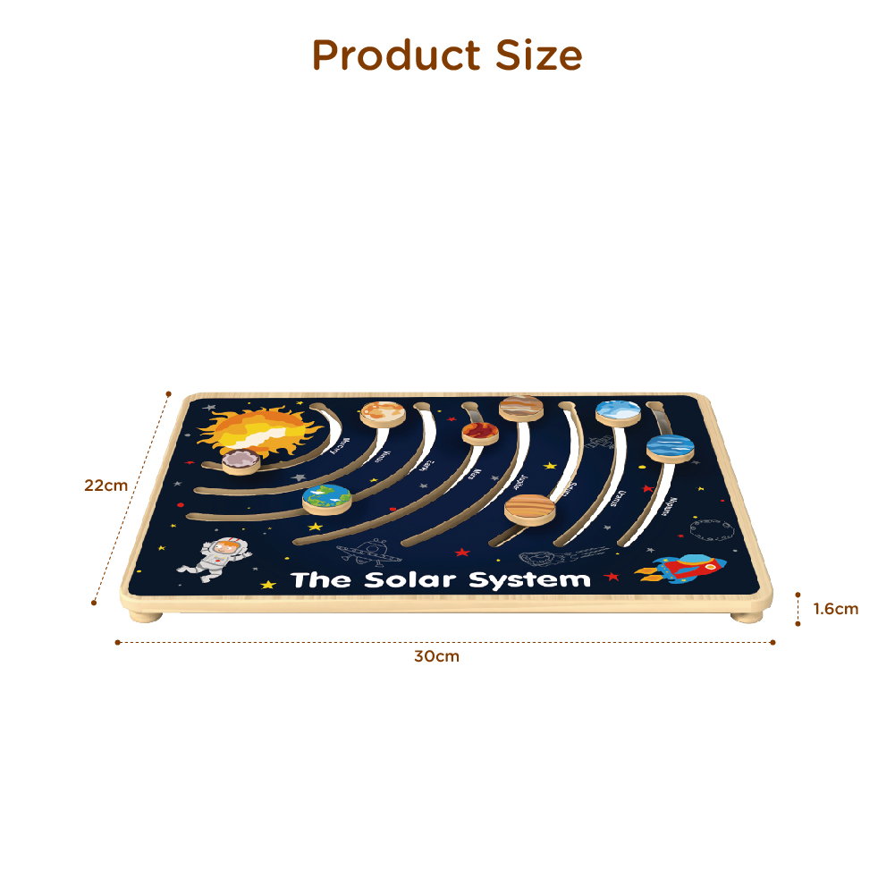 Montessori Wooden Solar System Nine Planets Cognitive Walking Puzzle Toy Scientific Exploration Toy - Image 4