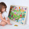 Wooden castle hand grip board puzzle Wooden 3D puzzle peg puzzle Montessori game toys