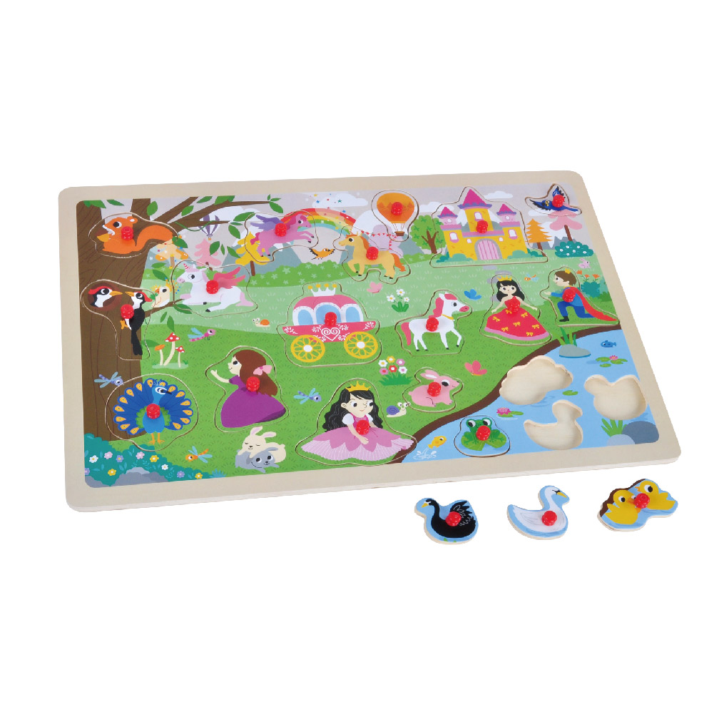 Wooden castle hand grip board puzzle Wooden 3D puzzle peg puzzle Montessori game toys - Image 4