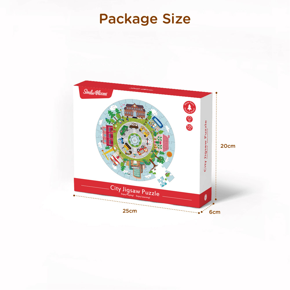 91-piece paper cartoon jigsaw puzzle creative city puzzle set - Image 3