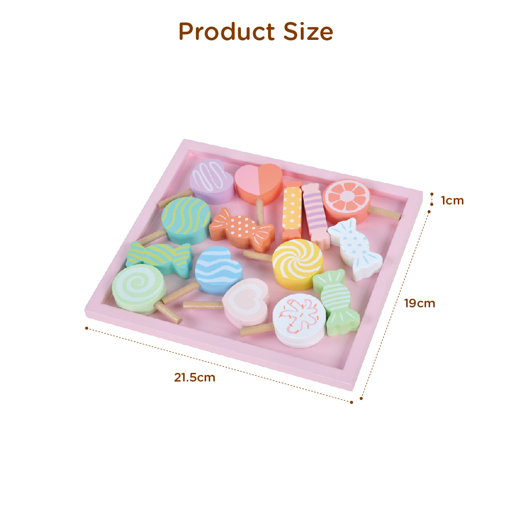 Wooden candy toys, children's pretend candy set role play, infants and toddlers, educational toys - Image 4