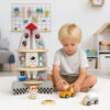 Wooden rocket toy for children Montessori simulation rocket three-layer wooden toy