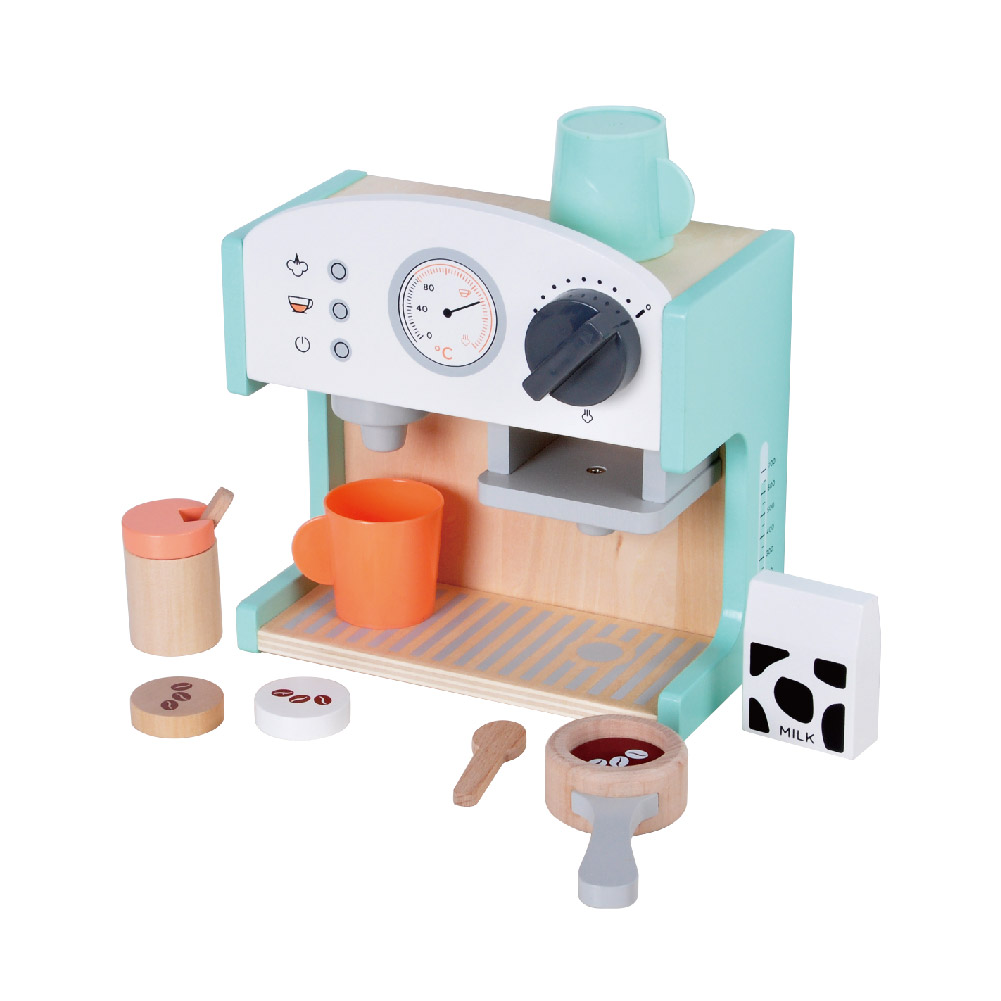 Children's wooden mini coffee machine set afternoon tea role play house early education educational toys - Image 3