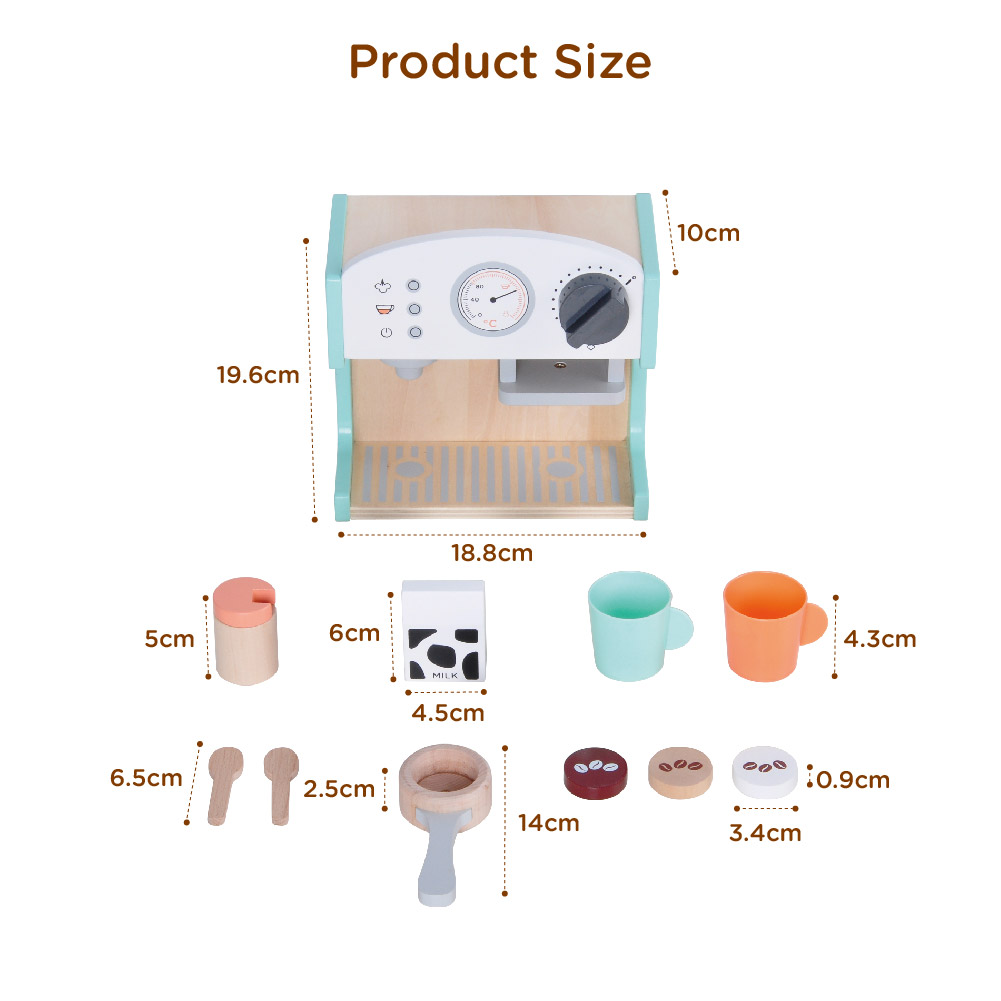 Children's wooden mini coffee machine set afternoon tea role play house early education educational toys - Image 4