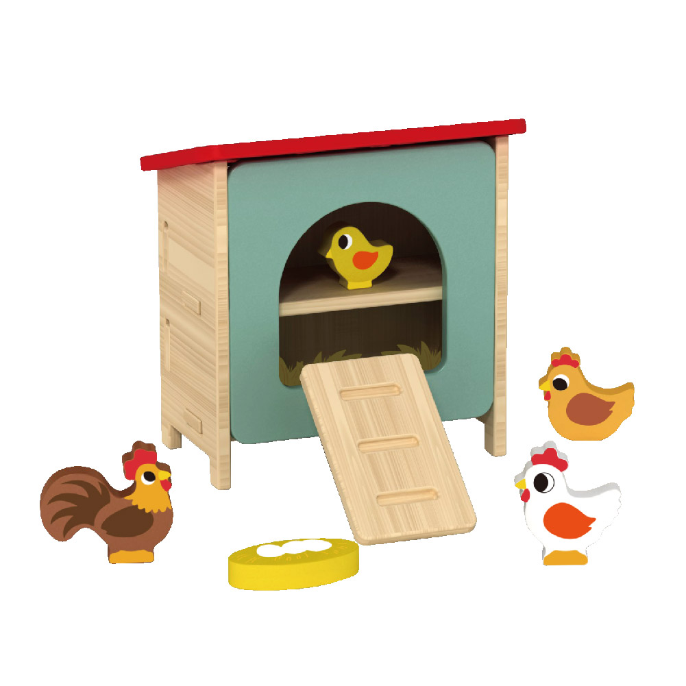 Wooden Chicken Coop Box Toy, Montessori Farm Animal Toyhouse - Image 2