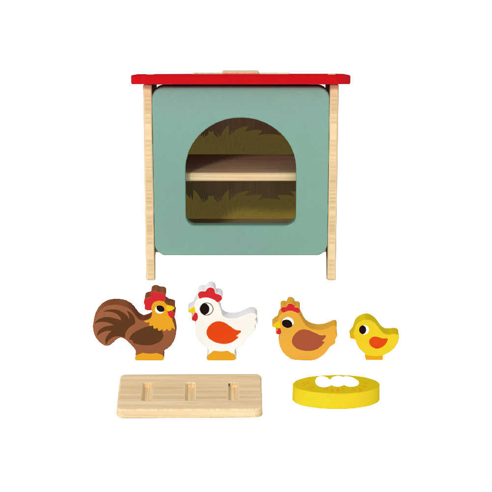 Wooden Chicken Coop Box Toy, Montessori Farm Animal Toyhouse - Image 3