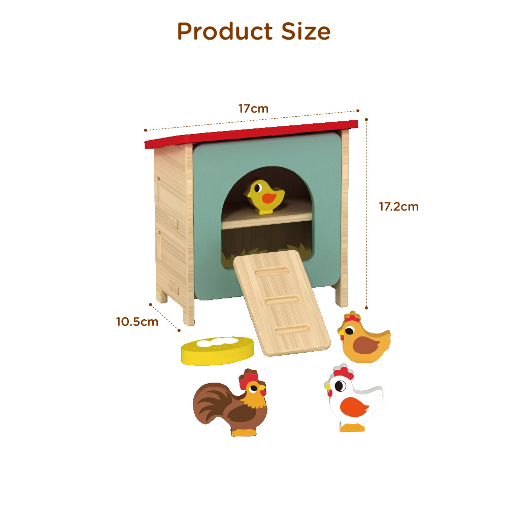 Wooden Chicken Coop Box Toy, Montessori Farm Animal Toyhouse - Image 4