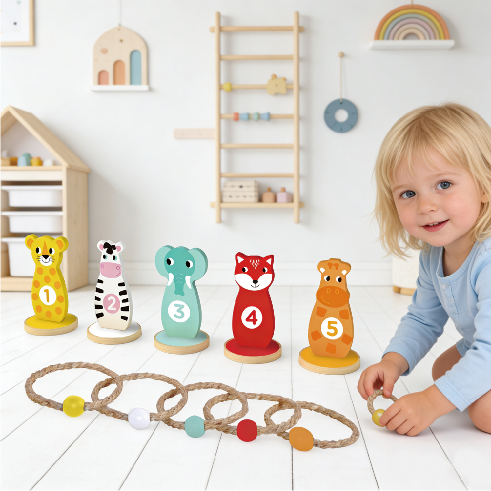 Wooden Animal Shape Sorting Games Ring Toss Game Toys Educational Wooden Toys for Kids