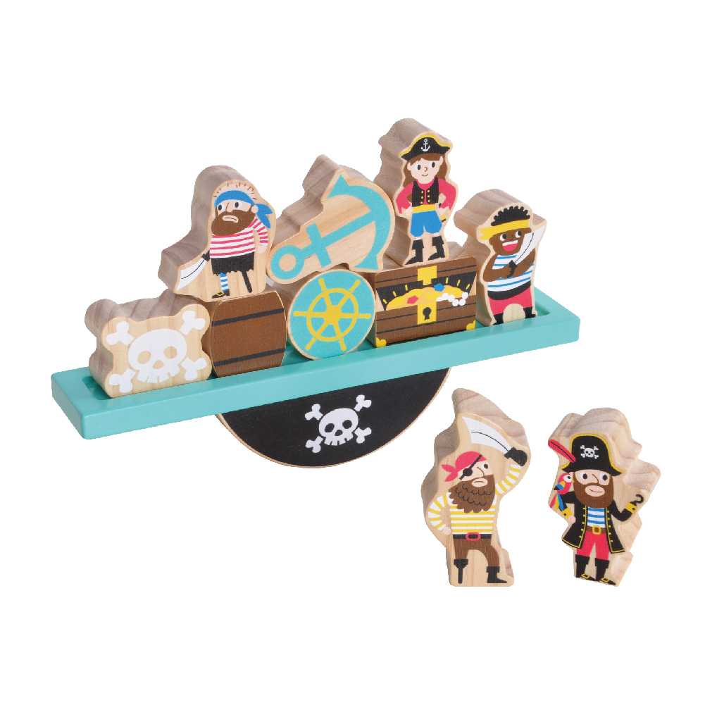 Wooden pirate ship balance building block toys Children's preschool educational animal game toys - Image 2