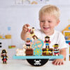 Wooden pirate ship balance building block toys Children's preschool educational animal game toys