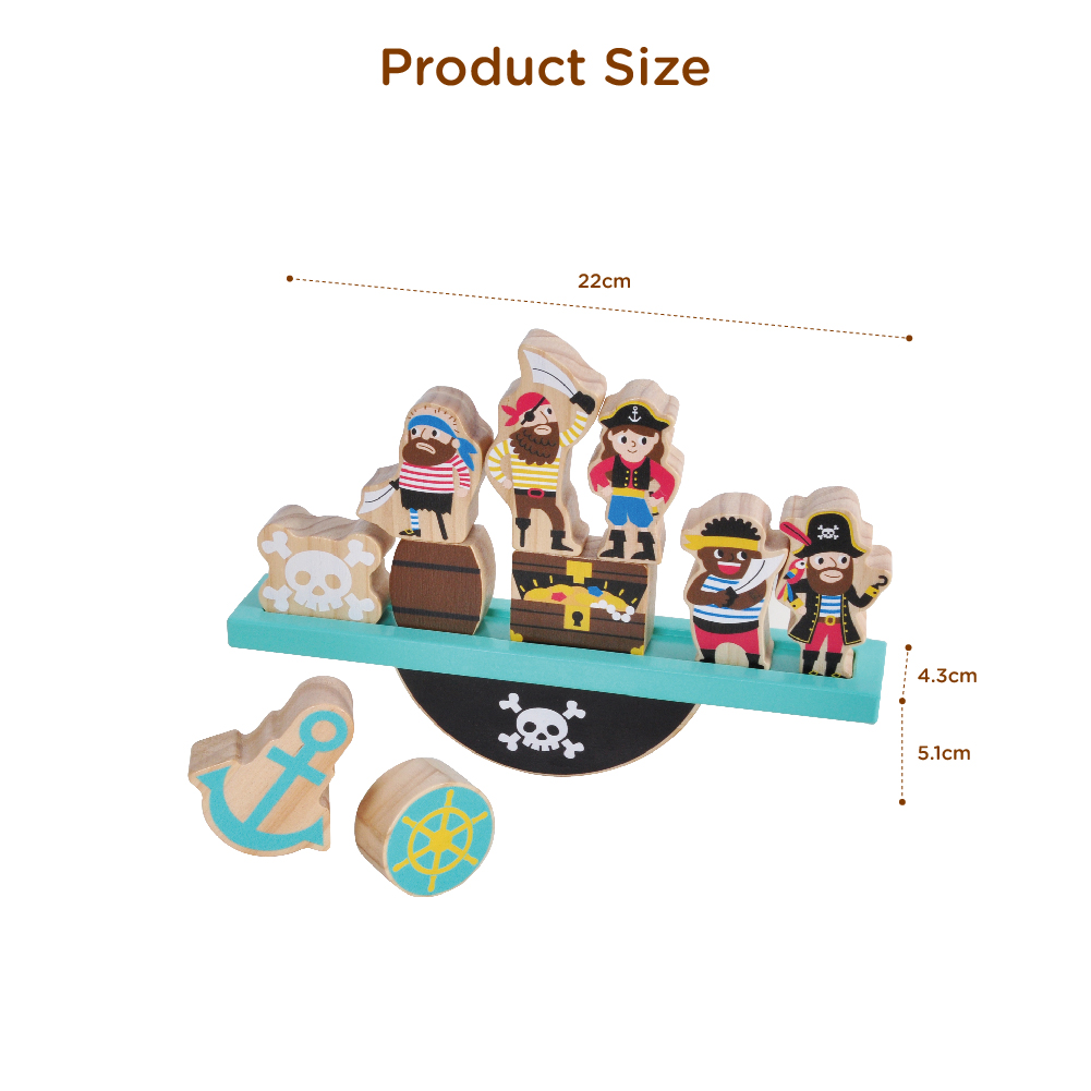 Wooden pirate ship balance building block toys Children's preschool educational animal game toys - Image 3
