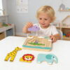 Wooden children's multi-layer zoo puzzle game preschool educational game toys